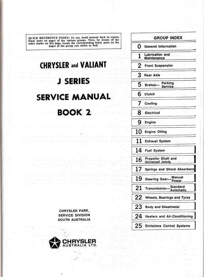 Chrysler | Valiant VJ (J) Series 1973 - 1975 Workshop Manual (Book 2)