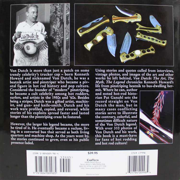 Hardcover book back cover with Hot Rod blade artwork and barcode panels