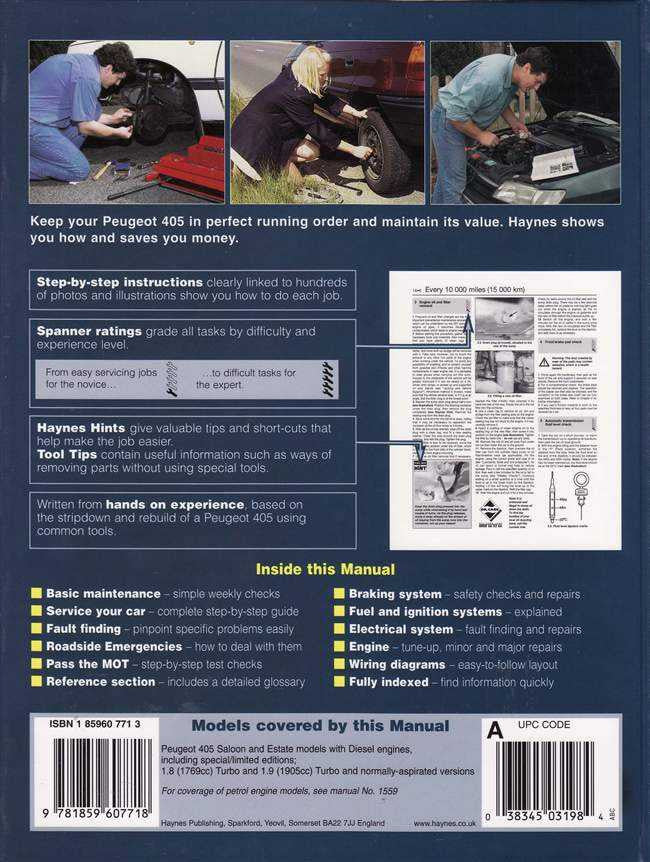 Peugeot 405 Diesel 1988 - 1997 Workshop Manual