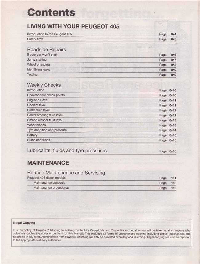 Peugeot 405 Diesel 1988 - 1997 Workshop Manual