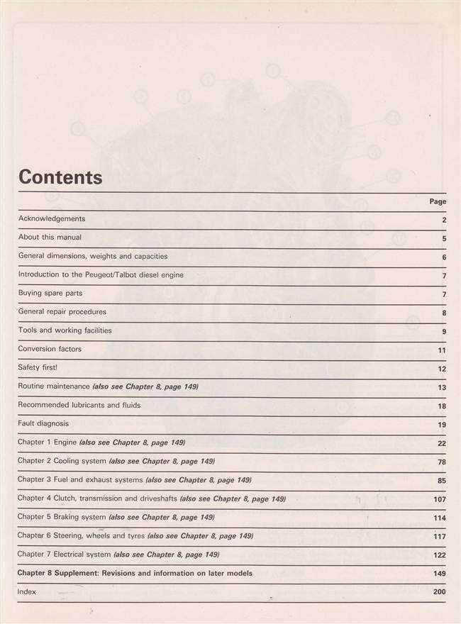 Peugeot / Talbot Diesel Engine 1982 - 1994 Workshop Manual