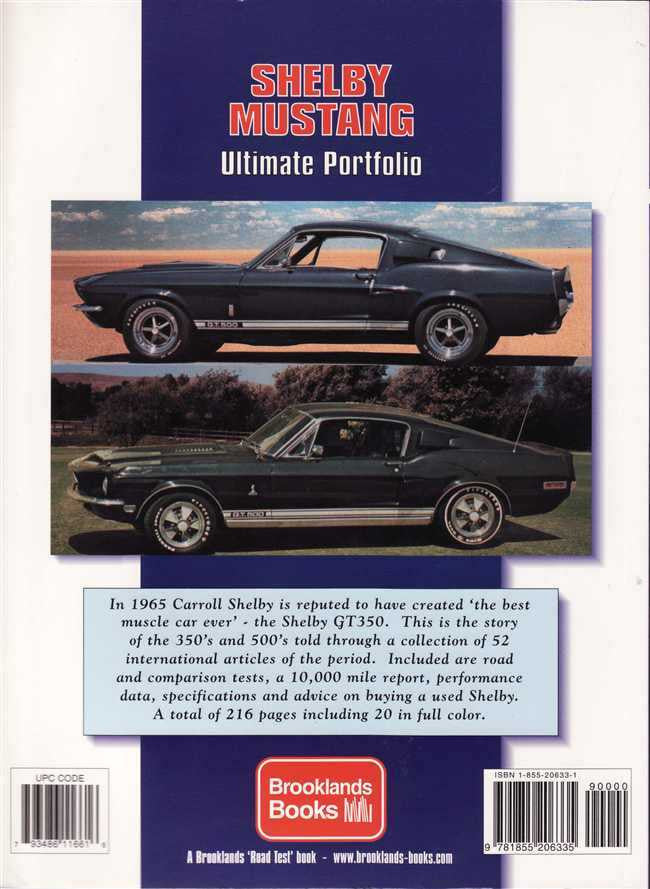 Shelby Mustang Ultimate Portfolio book cover with two classic cars and title text