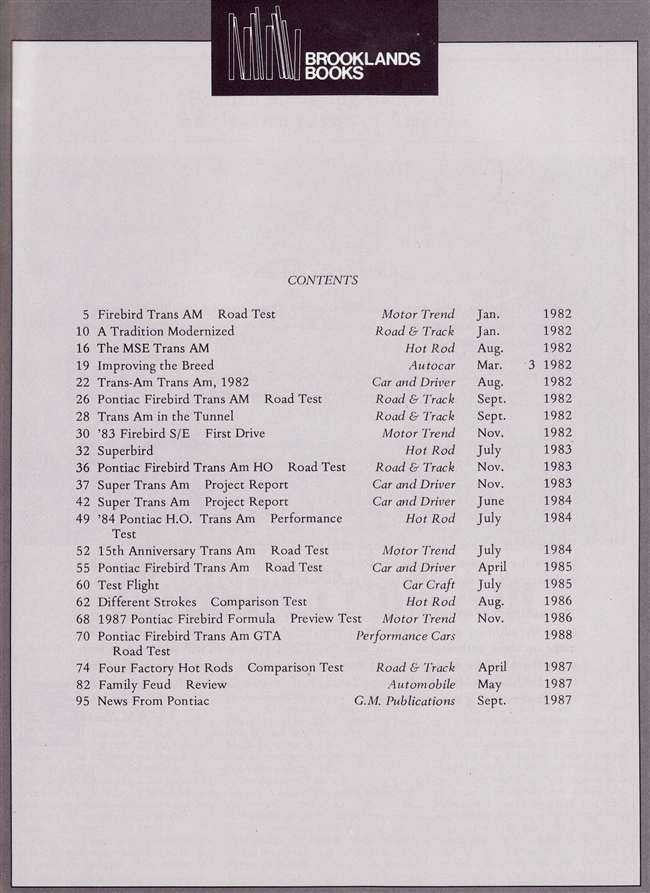 High Performance Pontiac Firebirds 1982 - 1988