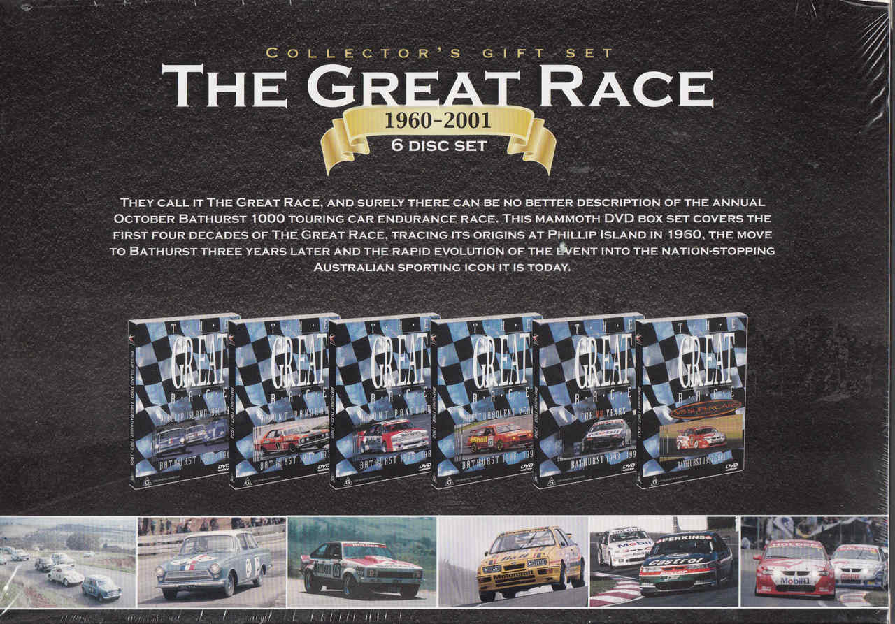 DVD collectors gift set with 6 disc set badge and collage of racing cases