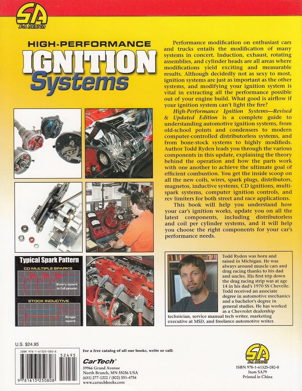 Ignition systems how-to book back cover with car part diagrams and technical notes
