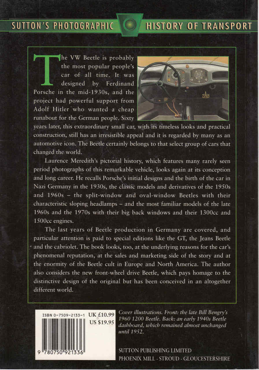 VW Beetle (Sutton's Photographic History Of Transport) (9780750921336) - back