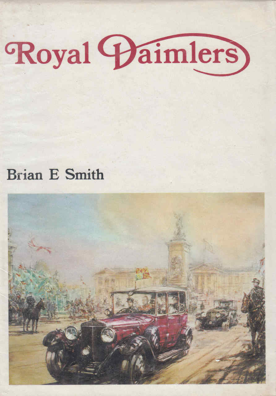 Royal Daimlers book cover with red logo, Brian E Smith title, vintage car illustration
