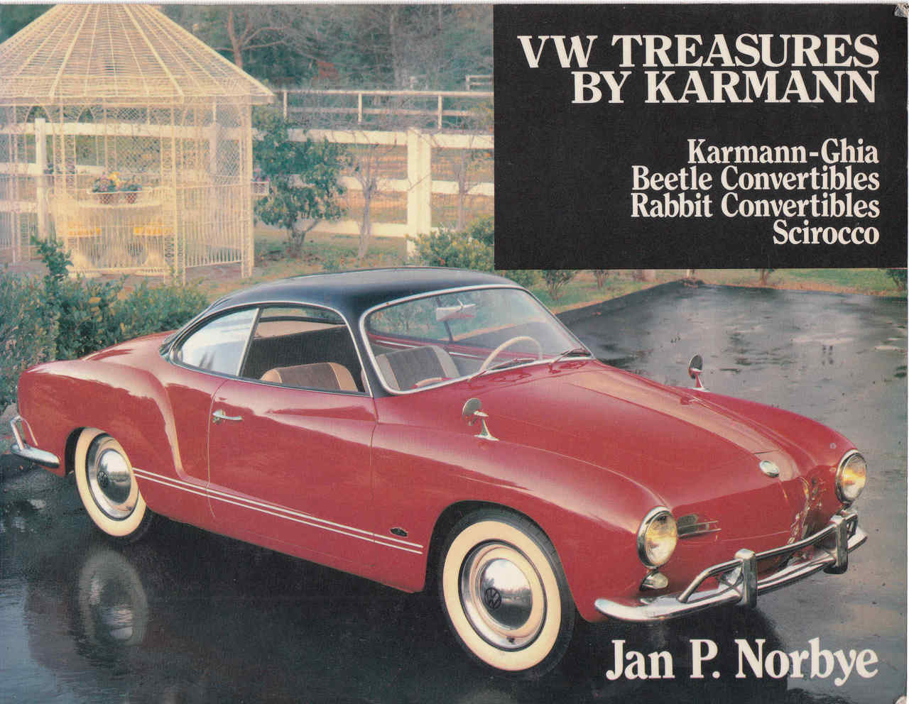 VW Treasures by Karmann book cover with red Karmann-Ghia convertible illustration