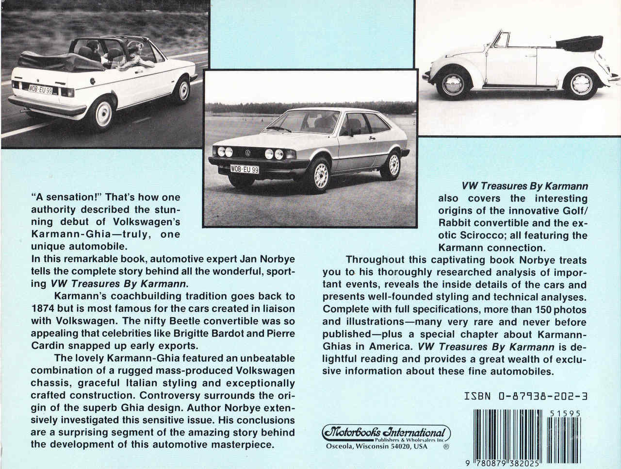 VW Treasures by Karmann book page with classic car photos and text blocks