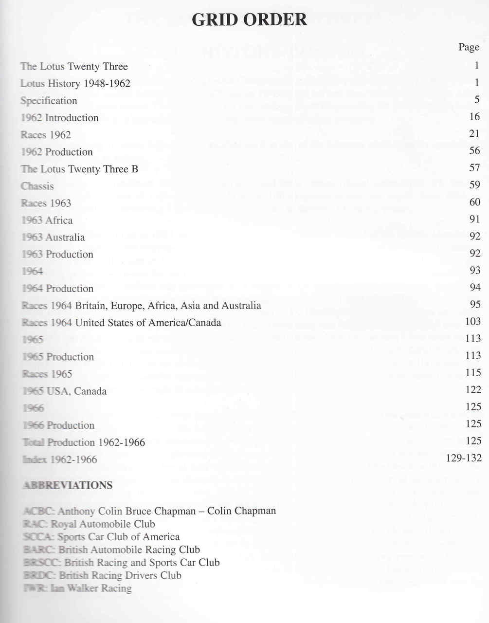 Book interior page with grid order table and section headings