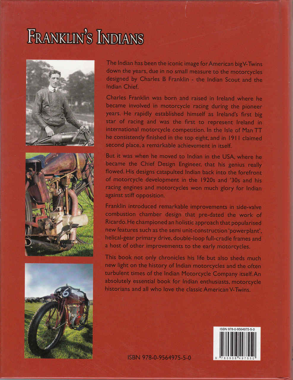 Franklin's Indians Irish motorcycle racer Charles B Franklin, designer of the Indian Scout & Chief  - back