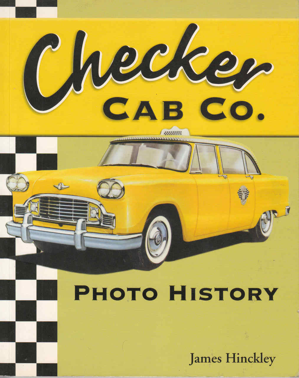 Book cover with yellow taxi, Checker Cab Co. title, and Photo History text