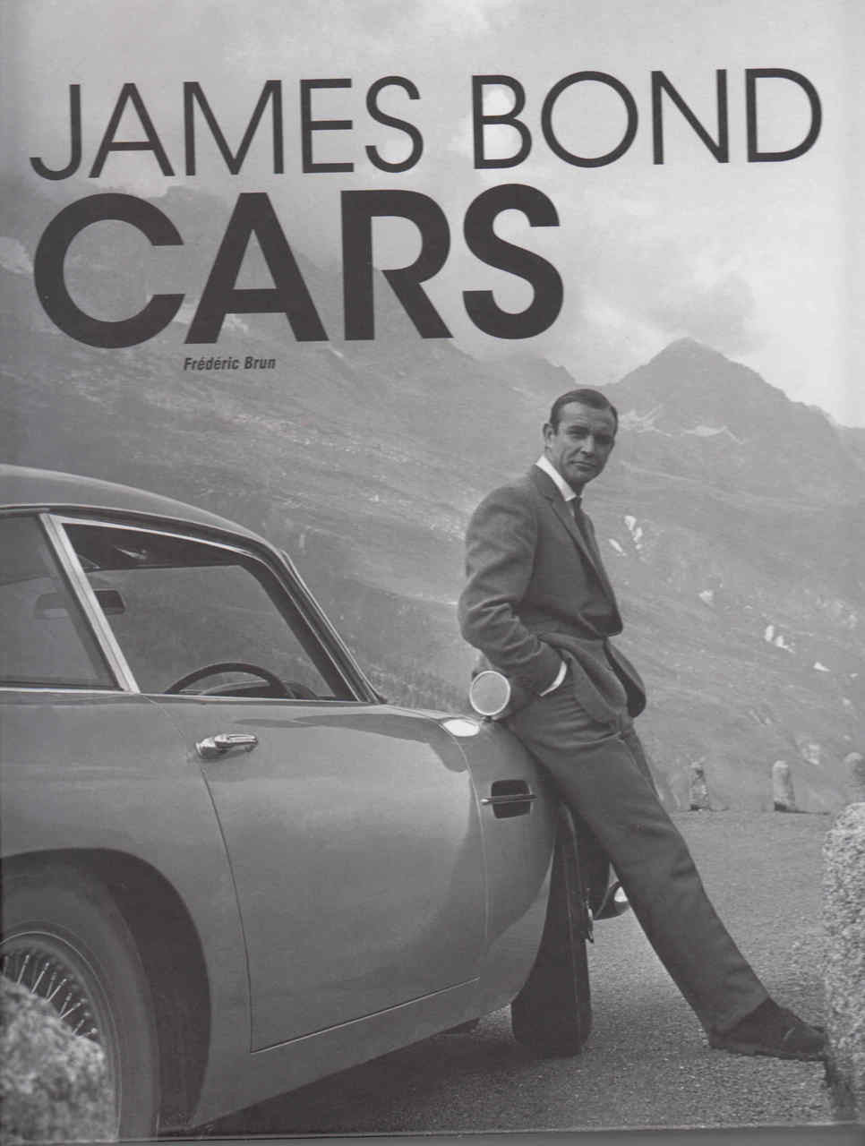 James Bond Cars cover with title and classic car beside suited man