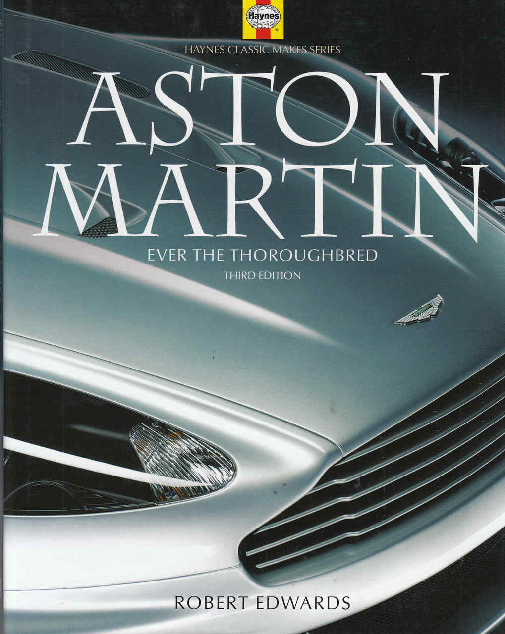 Aston Martin book cover with car front, Ever the Thoroughbred, and Robert Edwards
