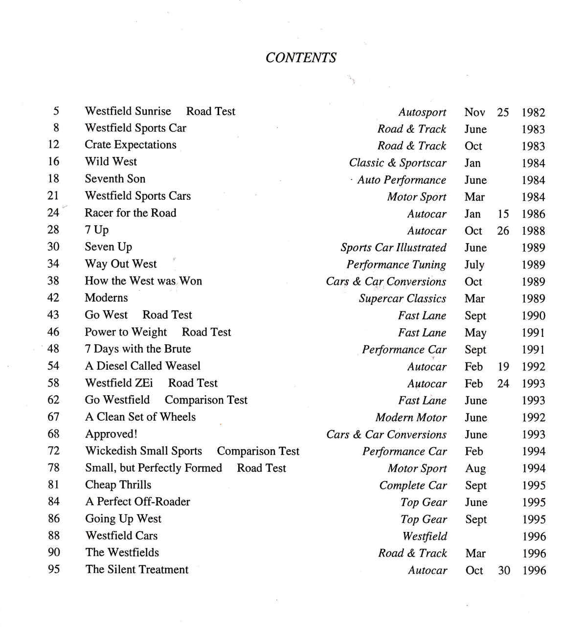 Westfield Road Test Limited Edition (9781855203754) - cont