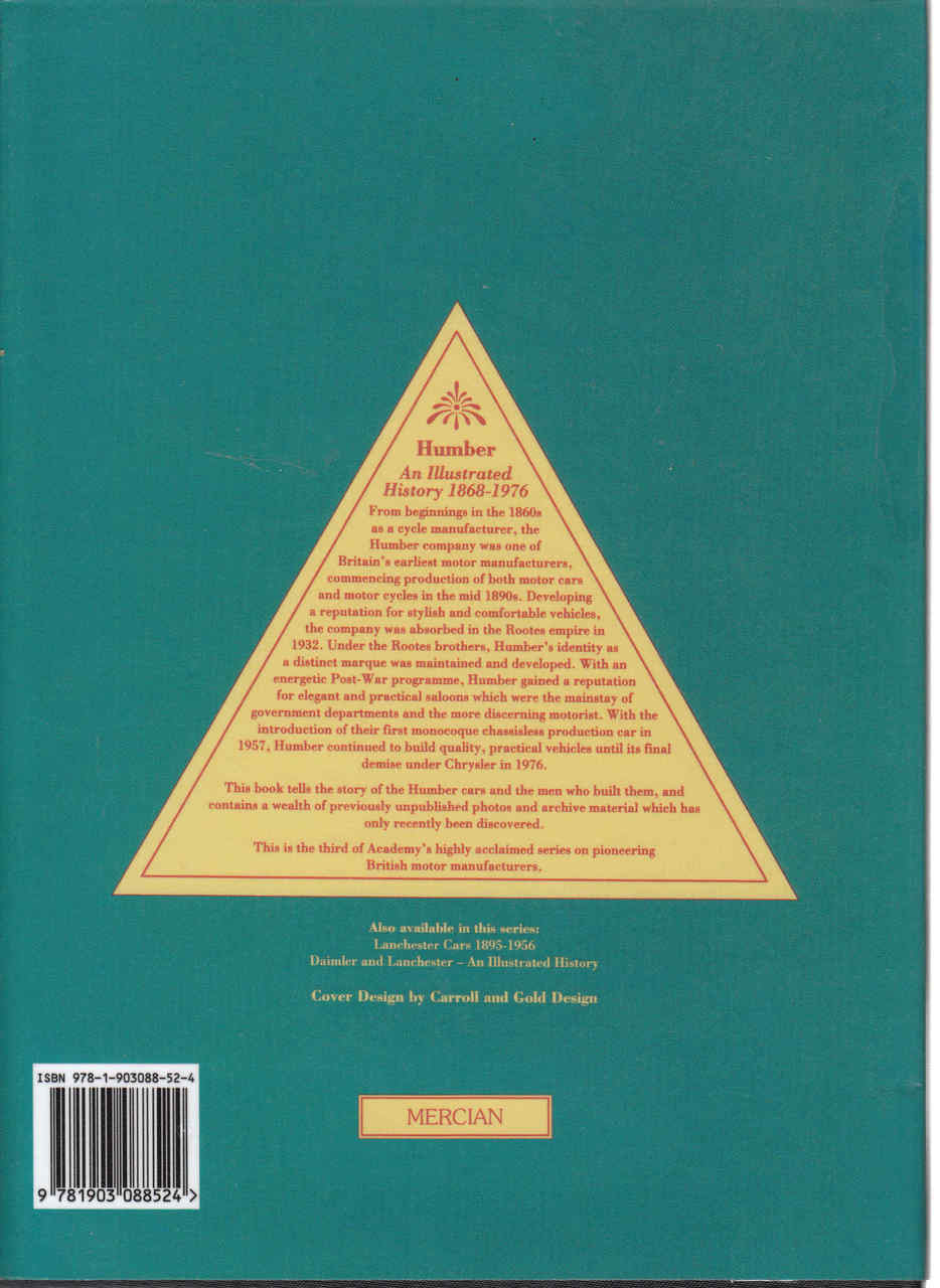Humber An Illustrated History 1868-1976 - Reprint  - back