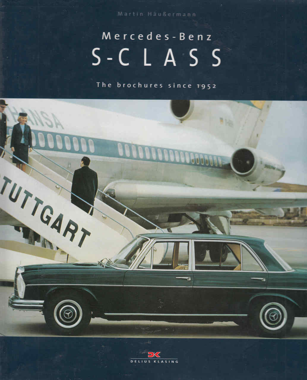Mercedes-Benz S-Class brochure cover with classic sedan and Stuttgart text