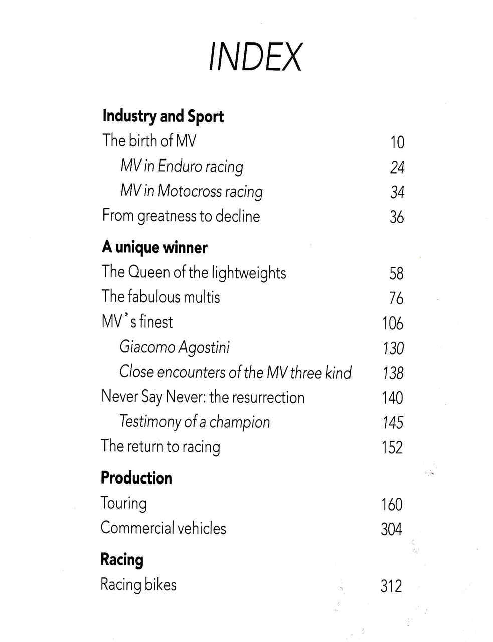 Book index page titled "INDEX" with section headings and page numbers