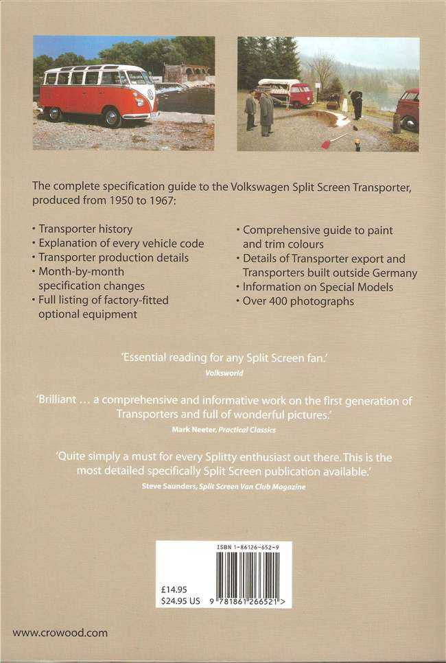 Automotive specification guide back cover with van photos and feature bullet list