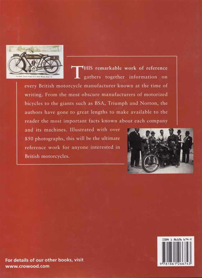 Red motorcycle directory book cover with small vintage bike photo and barcode