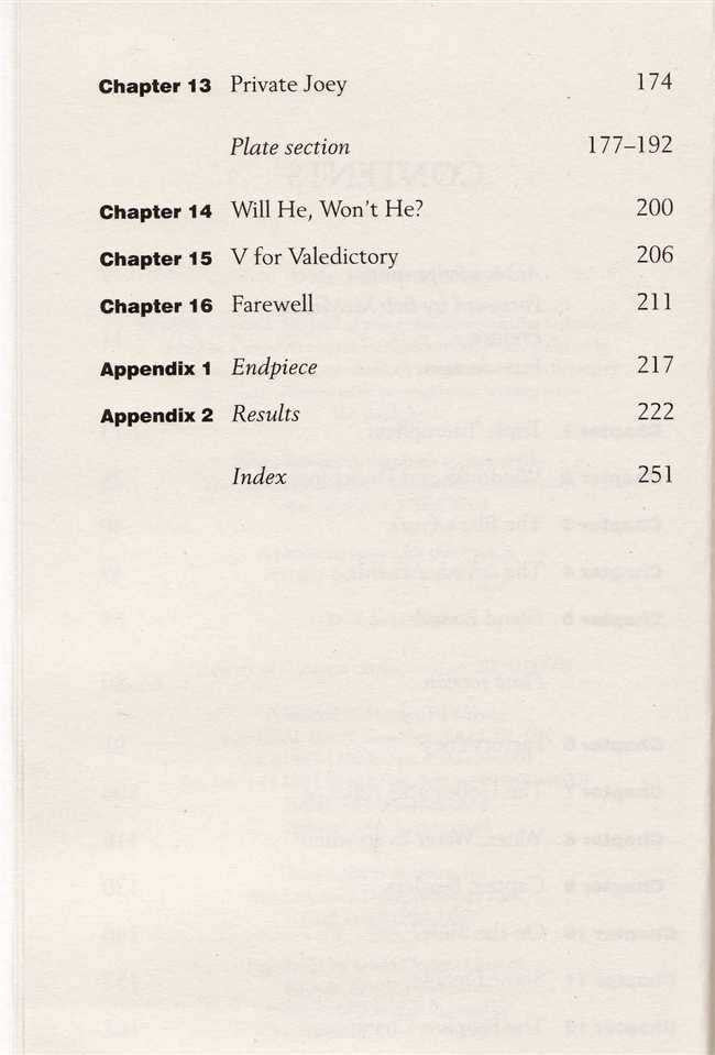 Book page with chapter titles, appendix headings, and page numbers
