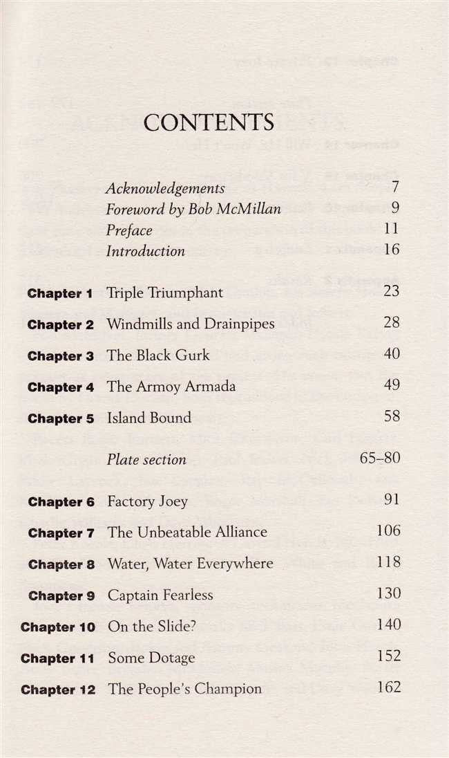 Book contents page labeled CONTENTS with chapter list and page numbers