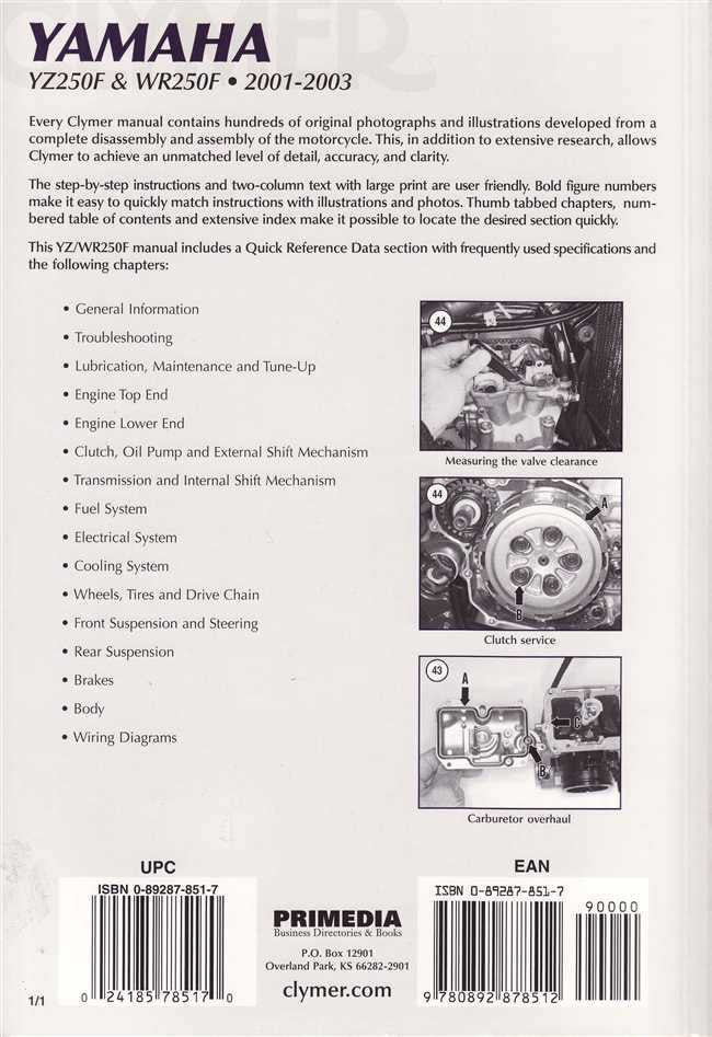 Yamaha YZ250F &amp; WR250F 2001 - 2003 Workshop Manual