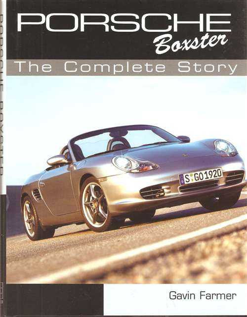 Signed Porsche Boxster history book cover with gold sports car and Gavin Farmer