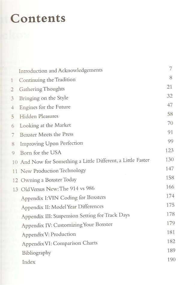 Contents page with numbered sections and titles