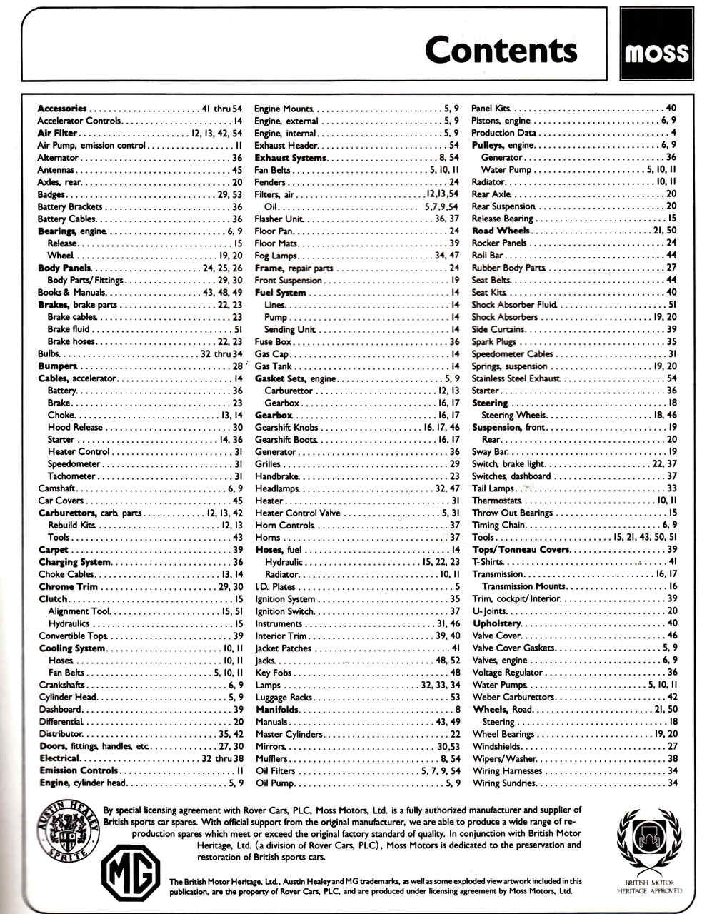 Austin Healey Sprite & MG Midget Parts Catalog (SPM02) - cont