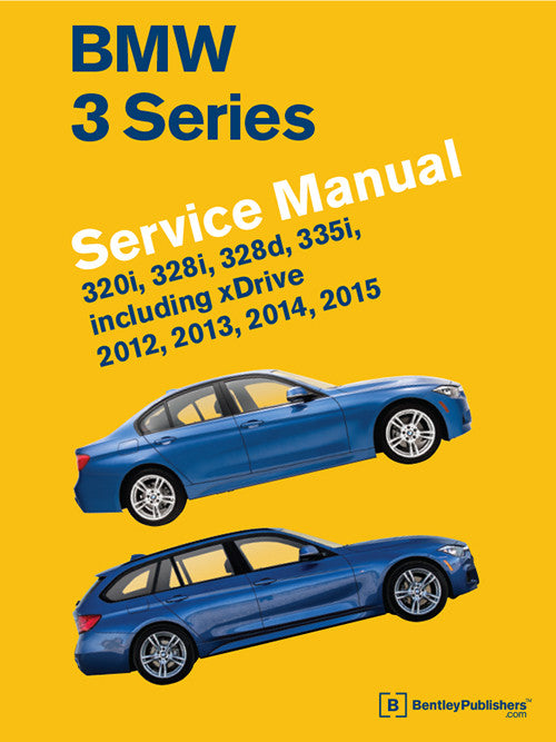 BMW 3 Series service manual cover with blue car illustration