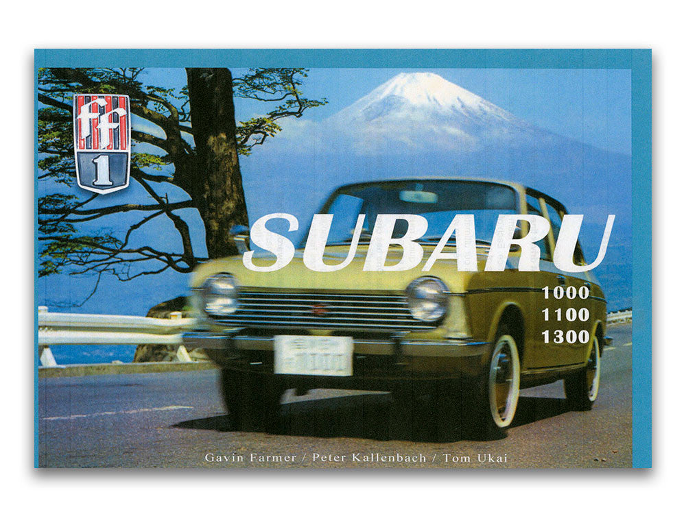 Subaru 100, 1100, 1300 book with front cover showing a classic Subaru car and “SUBARU” title