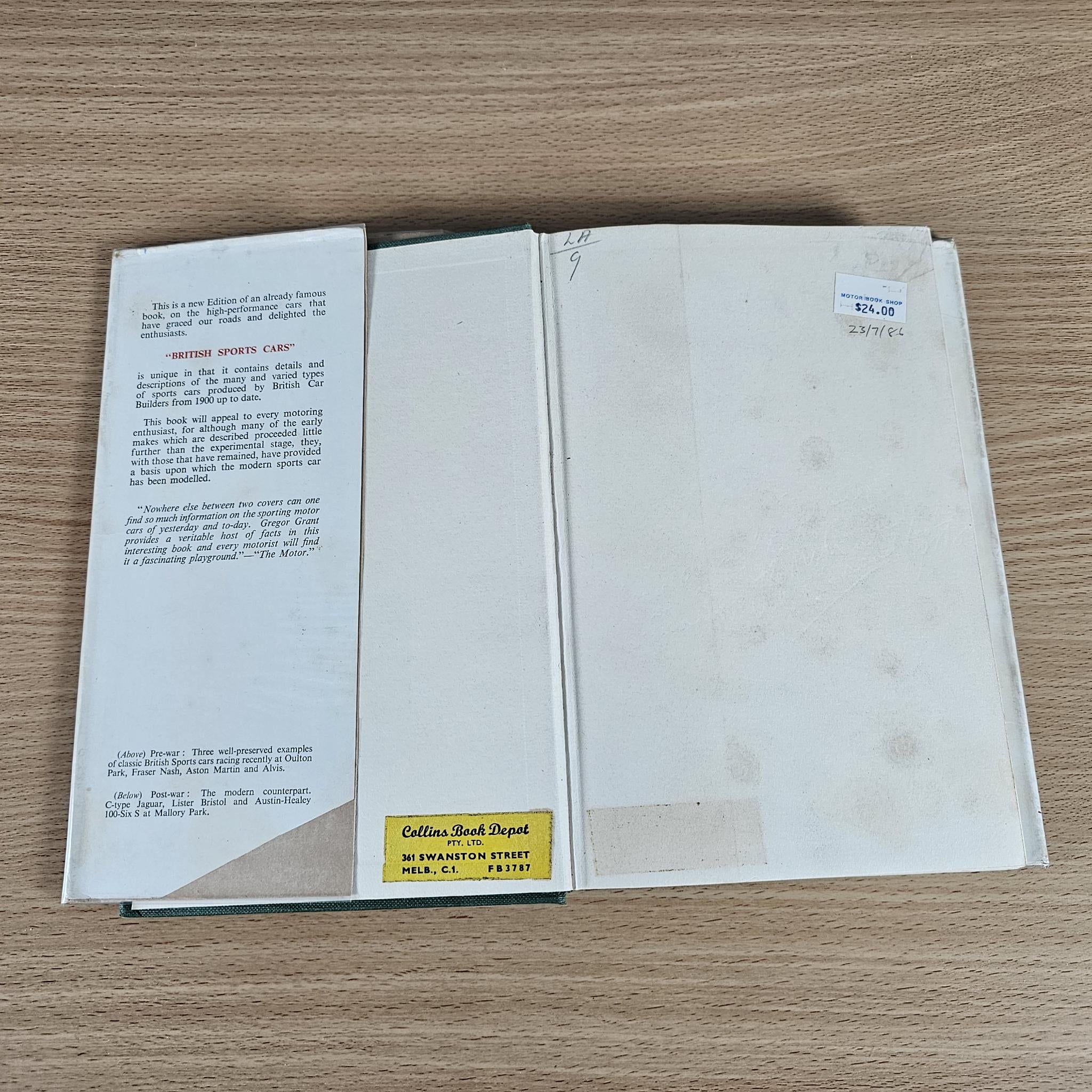 Open book spread with printed text on left pages and blank white right pages.