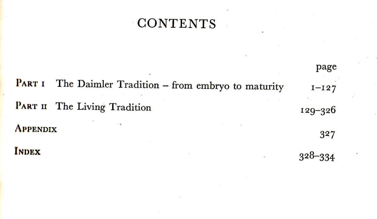 Book contents page with part headings and page numbers
