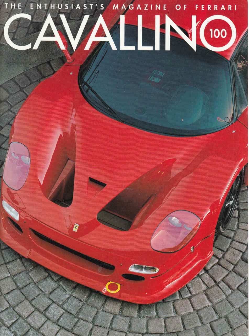 Cavallino magazine issue 100, cover with red sports car and '100' badge