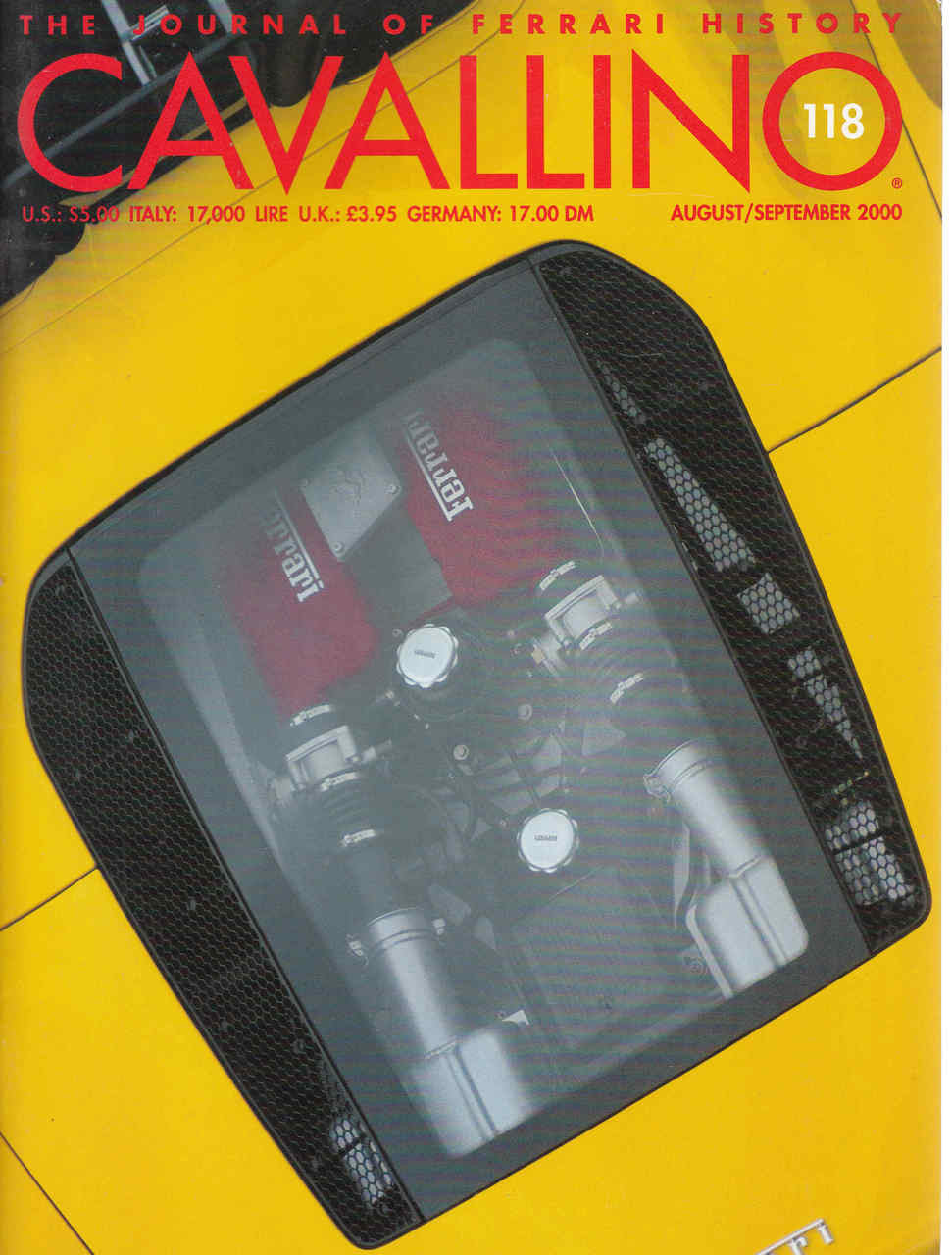Cavallino magazine issue 118 with Ferrari-themed cover and yellow background
