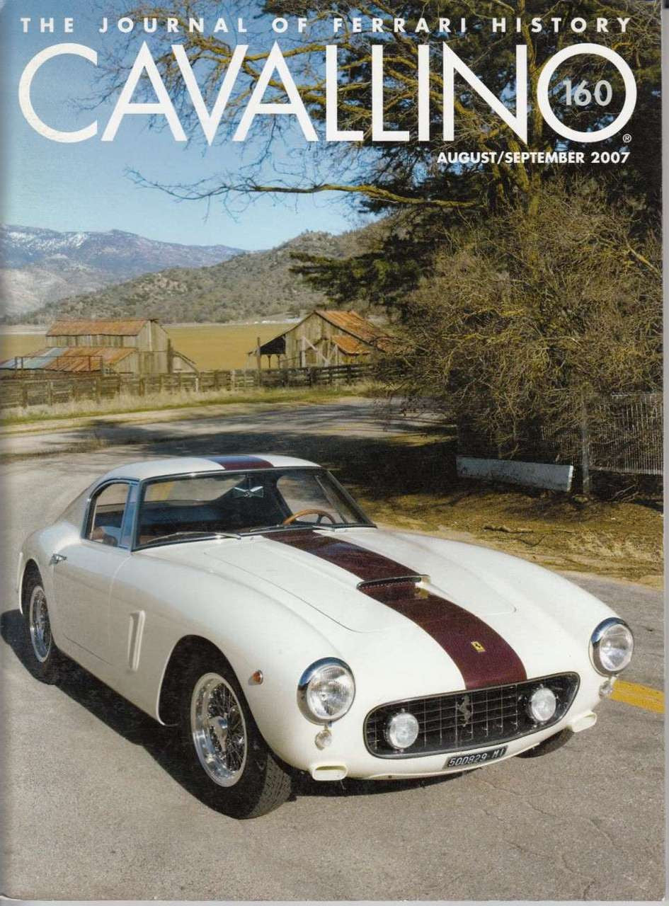 Cavallino Ferrari history journal cover with white sports car and brown stripes