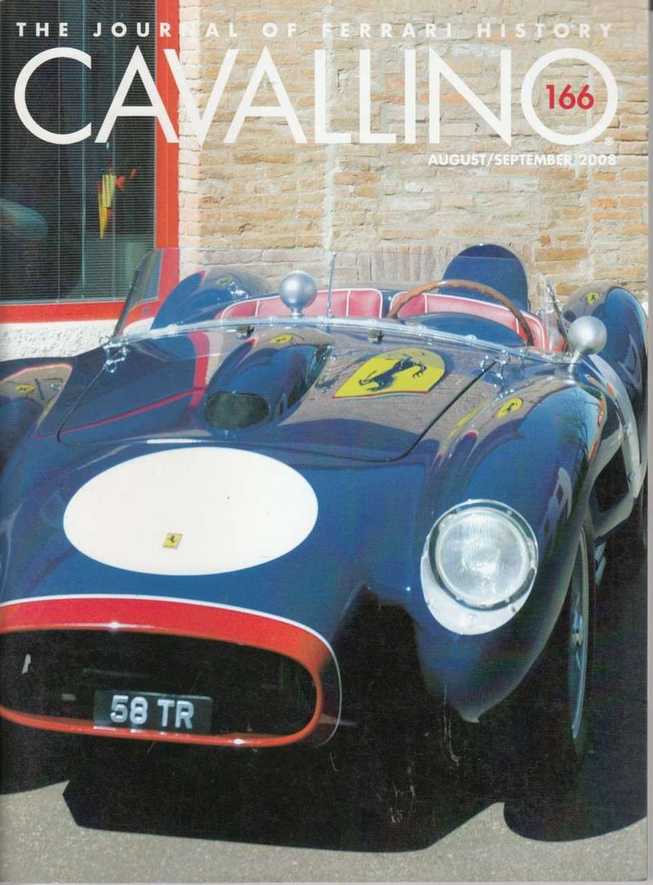 Cavallino journal magazine cover with blue and red vintage race car, issue 166