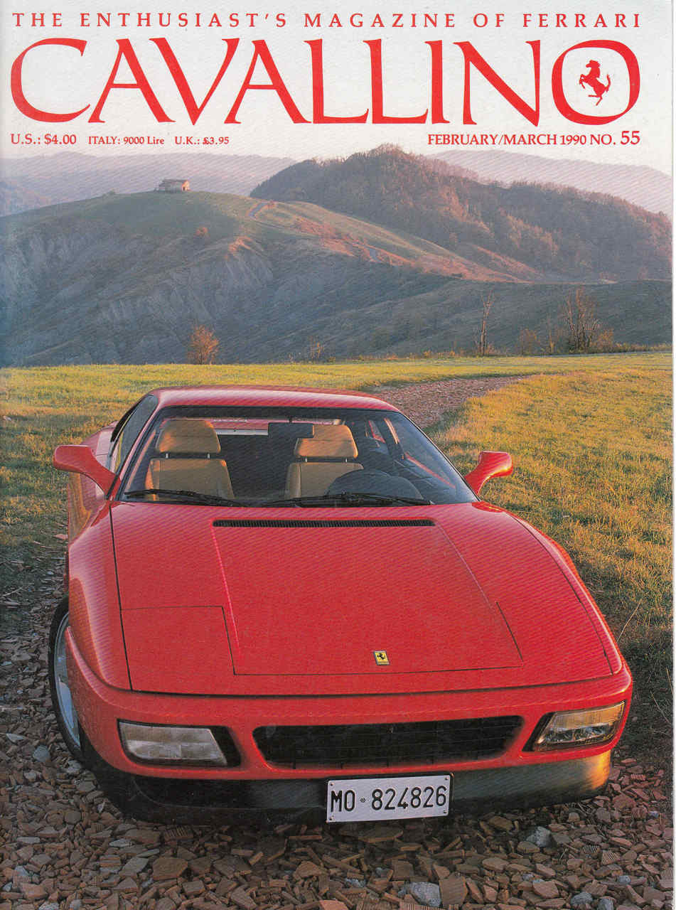 Ferrari enthusiast magazine cover, red sports car, Feb/Mar 1990, issue 55
