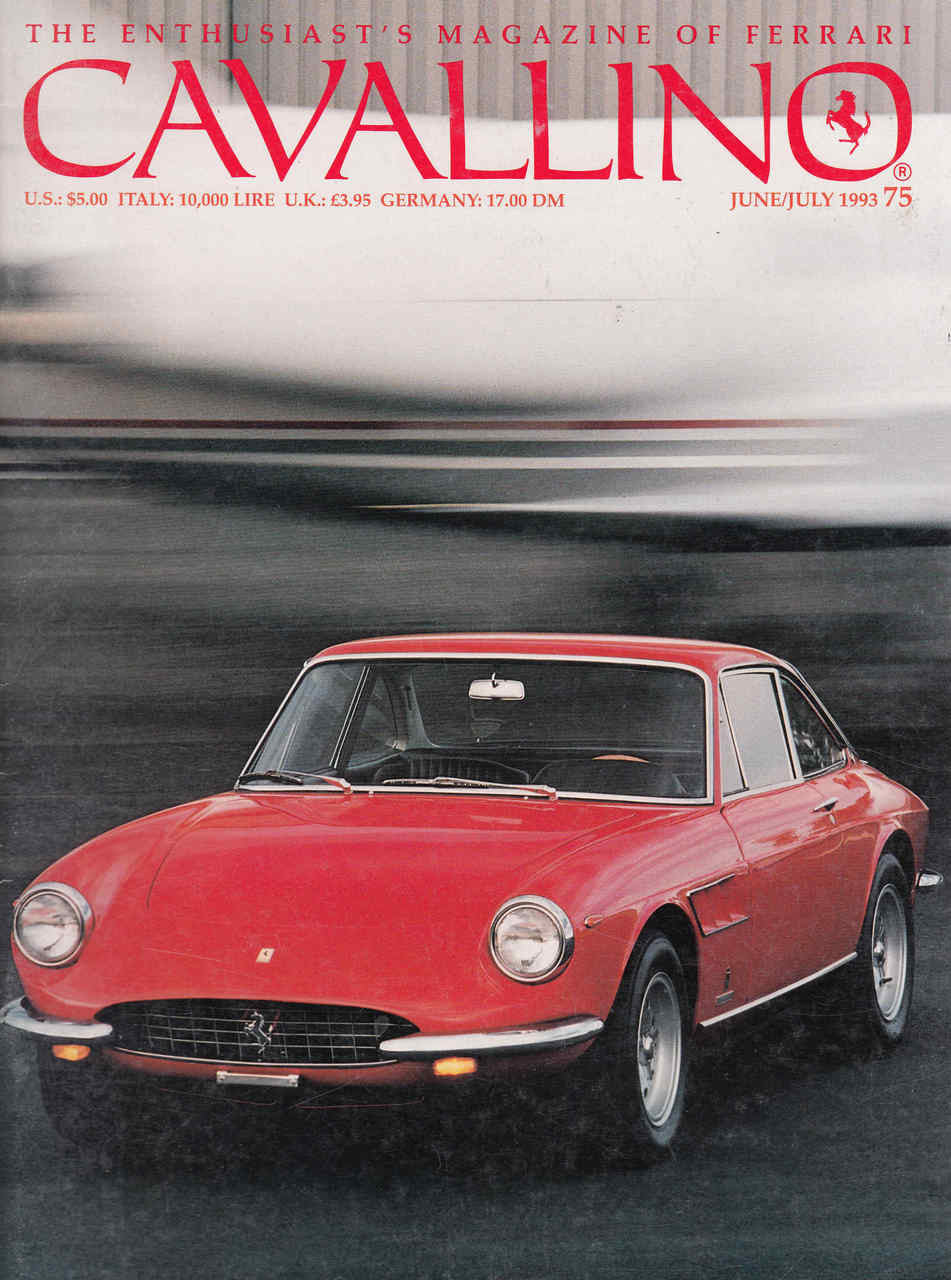 Cavallino magazine cover with Ferrari text and red sports car illustration