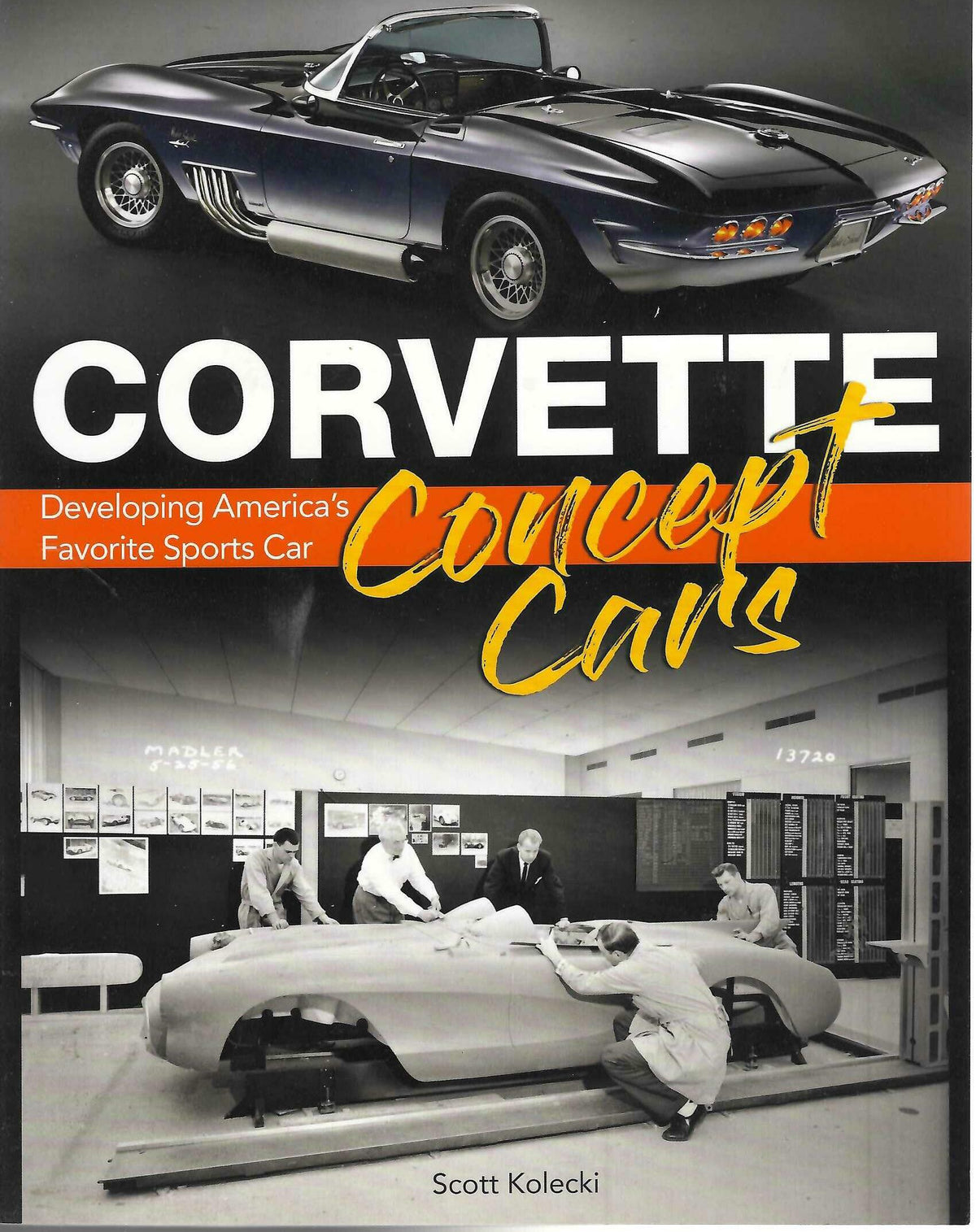 Paperback book showing Corvette concept car cover art and large Corvette title