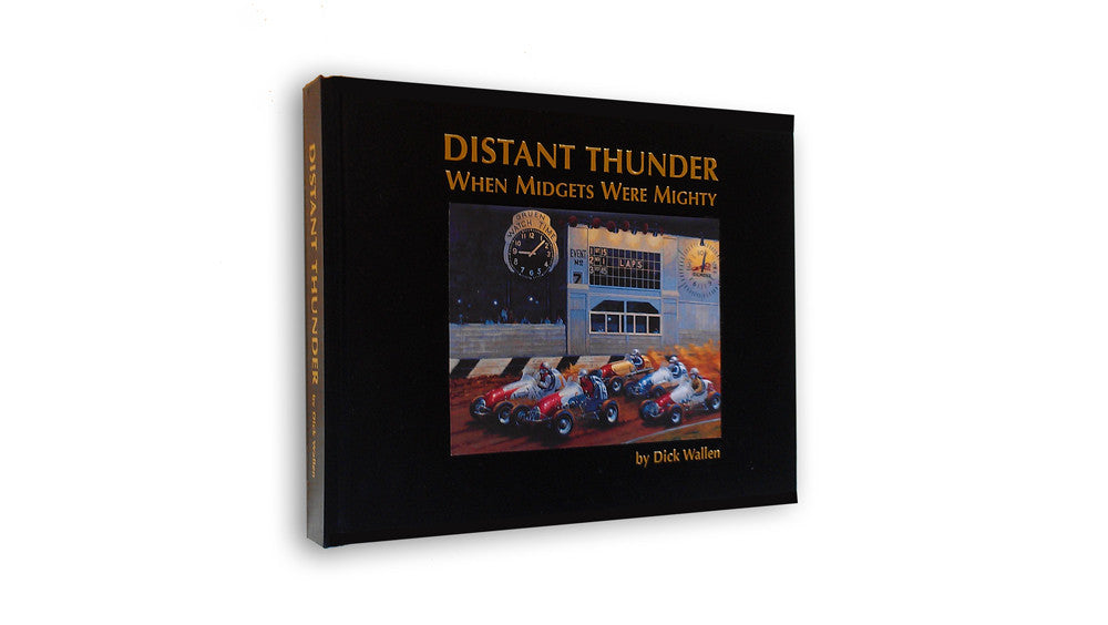 Black hardcover book with title text and racing photo collage on front cover