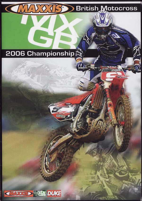 Motocross championship DVD cover with rider on red dirt bike, MX logos, 2006