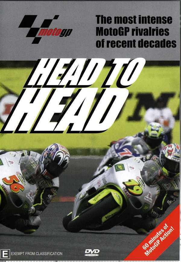 MotoGP Head To Head DVD cover with racing motorcycles and bold Head To Head title