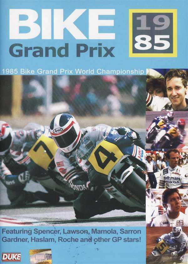1985 Bike Grand Prix World Championship DVD cover with racing bikes and drivers