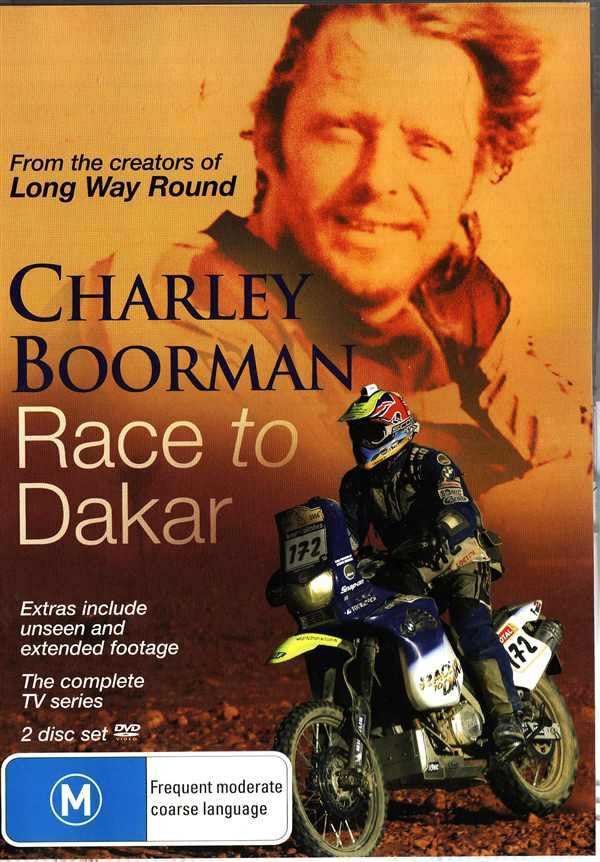 DVD case front with Charley Boorman portrait and rider on a motorcycle