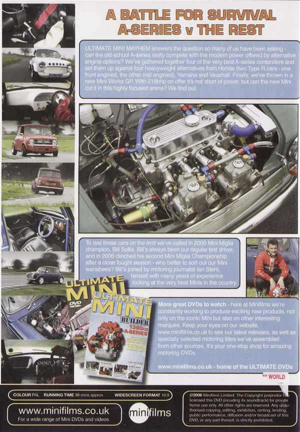 DVD cover with classic car collage and engine close-up, with headline text at top