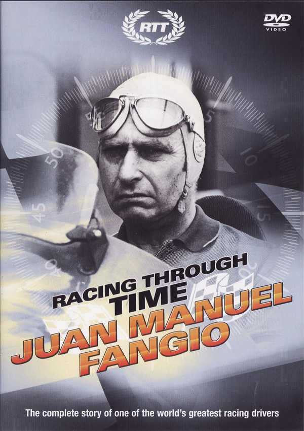 Racing Through Time Fangio DVD with driver portrait on cover