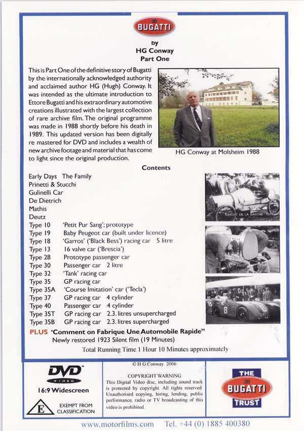 HG Conway: Bugatti Part One Early Days DVD