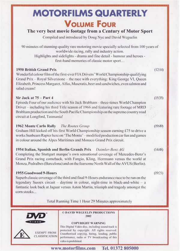 Motorfilms Quarterly Volume Four DVD
